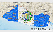 Flag 3D Map of El Salvador, shaded relief outside, flag aligned to the middle