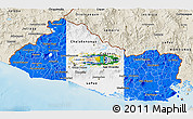 Flag 3D Map of El Salvador, shaded relief outside, flag rotated