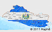 Flag 3D Map of El Salvador, single color outside, bathymetry sea, flag centered