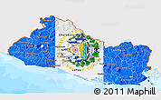 Flag 3D Map of El Salvador, single color outside, bathymetry sea, flag aligned to the middle