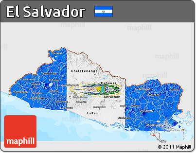 Flag 3D Map of El Salvador, single color outside, bathymetry sea, flag rotated