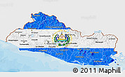 Flag 3D Map of El Salvador, single color outside, bathymetry sea, shaded relief sea, flag centered