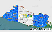 Flag 3D Map of El Salvador, single color outside, satellite sea, flag rotated