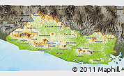 Physical 3D Map of El Salvador, darken, semi-desaturated, land only