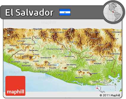 Physical 3D Map of El Salvador