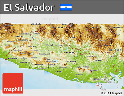 Physical 3D Map of El Salvador
