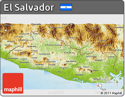 Physical 3D Map of El Salvador