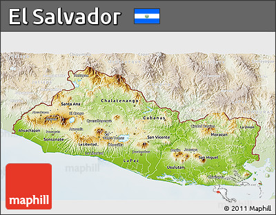 Physical 3D Map of El Salvador, lighten