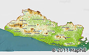 Physical 3D Map of El Salvador, single color outside, satellite sea