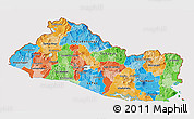 Political 3D Map of El Salvador, cropped outside