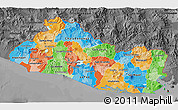 Political 3D Map of El Salvador, darken, desaturated