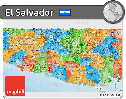 Political 3D Map of El Salvador