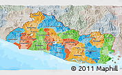 Political 3D Map of El Salvador, lighten, semi-desaturated, land only