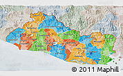 Political 3D Map of El Salvador, lighten, semi-desaturated