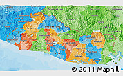 Political 3D Map of El Salvador, political shades outside