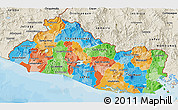 Political 3D Map of El Salvador, shaded relief outside, bathymetry sea