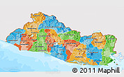 Political 3D Map of El Salvador, single color outside, bathymetry sea