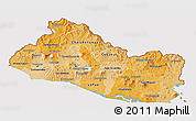 Political Shades 3D Map of El Salvador, cropped outside