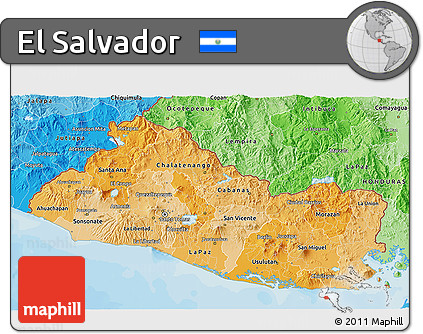 Political Shades 3D Map of El Salvador