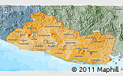 Political Shades 3D Map of El Salvador, semi-desaturated, land only