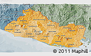 Political Shades 3D Map of El Salvador, semi-desaturated