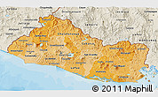 Political Shades 3D Map of El Salvador, shaded relief outside, bathymetry sea