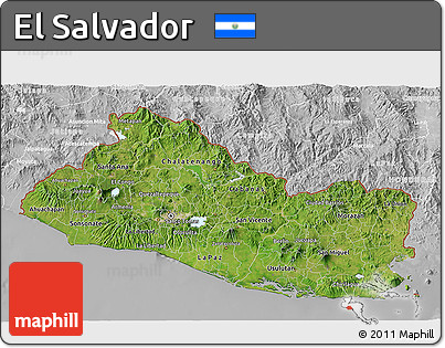 Satellite 3D Map of El Salvador, lighten, desaturated
