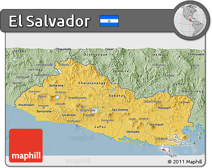 Savanna Style 3D Map of El Salvador