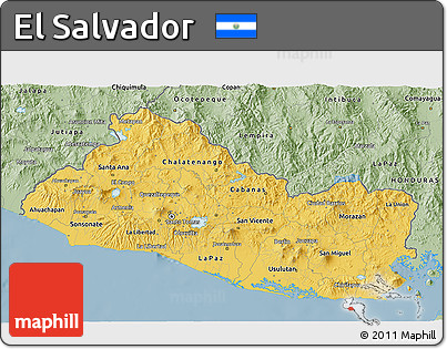 Savanna Style 3D Map of El Salvador