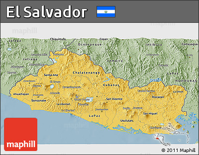 Savanna Style 3D Map of El Salvador