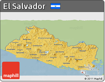 Savanna Style 3D Map of El Salvador, single color outside