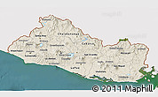 Shaded Relief 3D Map of El Salvador, single color outside, satellite sea