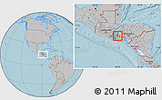 Gray Location Map of Nueva Trinidad, hill shading