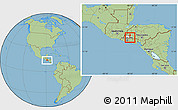Savanna Style Location Map of Nueva Trinidad, highlighted parent region, within the entire country