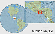 Savanna Style Location Map of Nueva Trinidad, hill shading