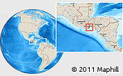 Shaded Relief Location Map of Tenancingo, highlighted country, highlighted parent region