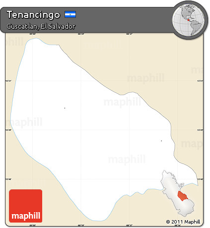 Classic Style Simple Map of Tenancingo, single color outside