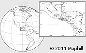 Gray Location Map of El Salvador, blank outside, hill shading inside