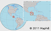 Gray Location Map of El Salvador, within the entire continent