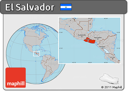 Gray Location Map of El Salvador
