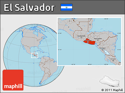 Gray Location Map of El Salvador