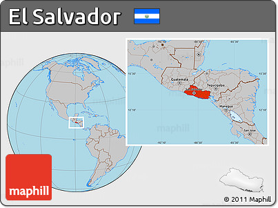 Gray Location Map of El Salvador
