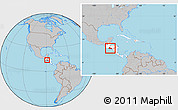 Gray Location Map of El Salvador, highlighted continent, within the entire continent