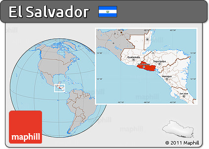 Gray Location Map of El Salvador, highlighted continent