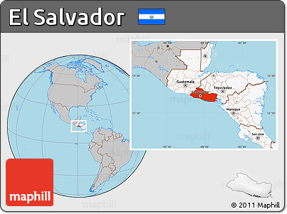 Gray Location Map of El Salvador, highlighted continent