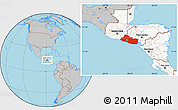 Gray Location Map of El Salvador, highlighted continent