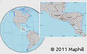 Gray Location Map of El Salvador, hill shading inside