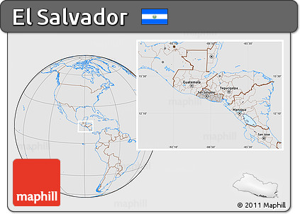 Gray Location Map of El Salvador, lighten, desaturated