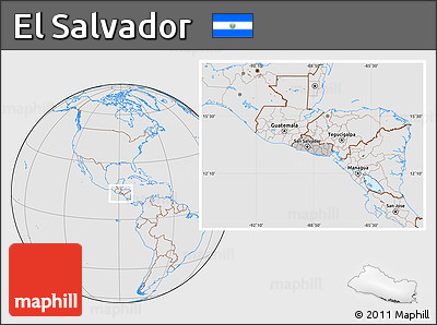 Gray Location Map of El Salvador, lighten, desaturated