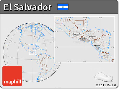 Gray Location Map of El Salvador, lighten, desaturated
